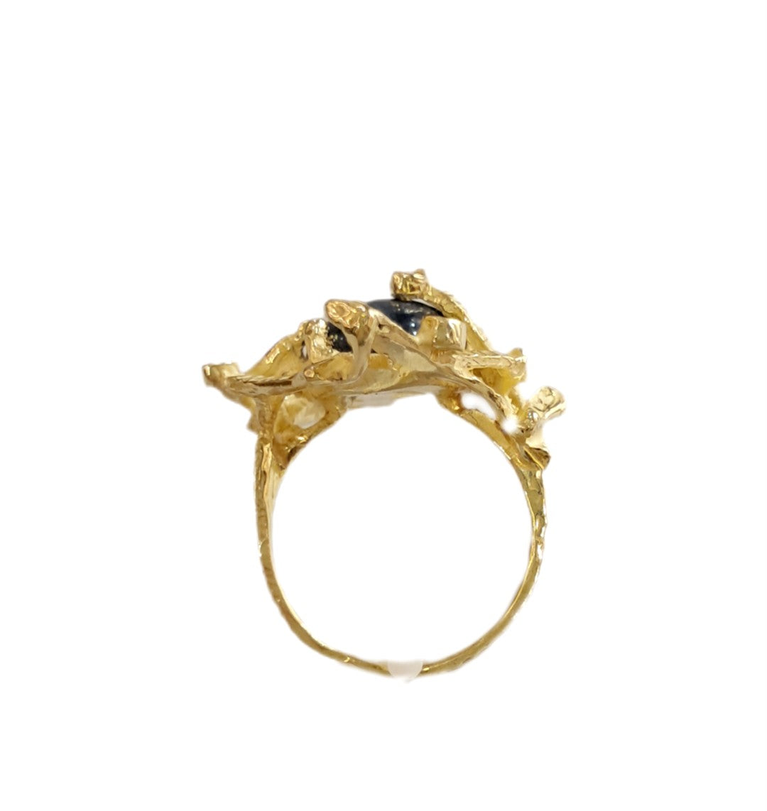 Anello in oro con zaffiro stellato e diamanti Collezione Steps