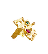 Anello in oro con diamanti rubini e smeraldi Collezione Steps