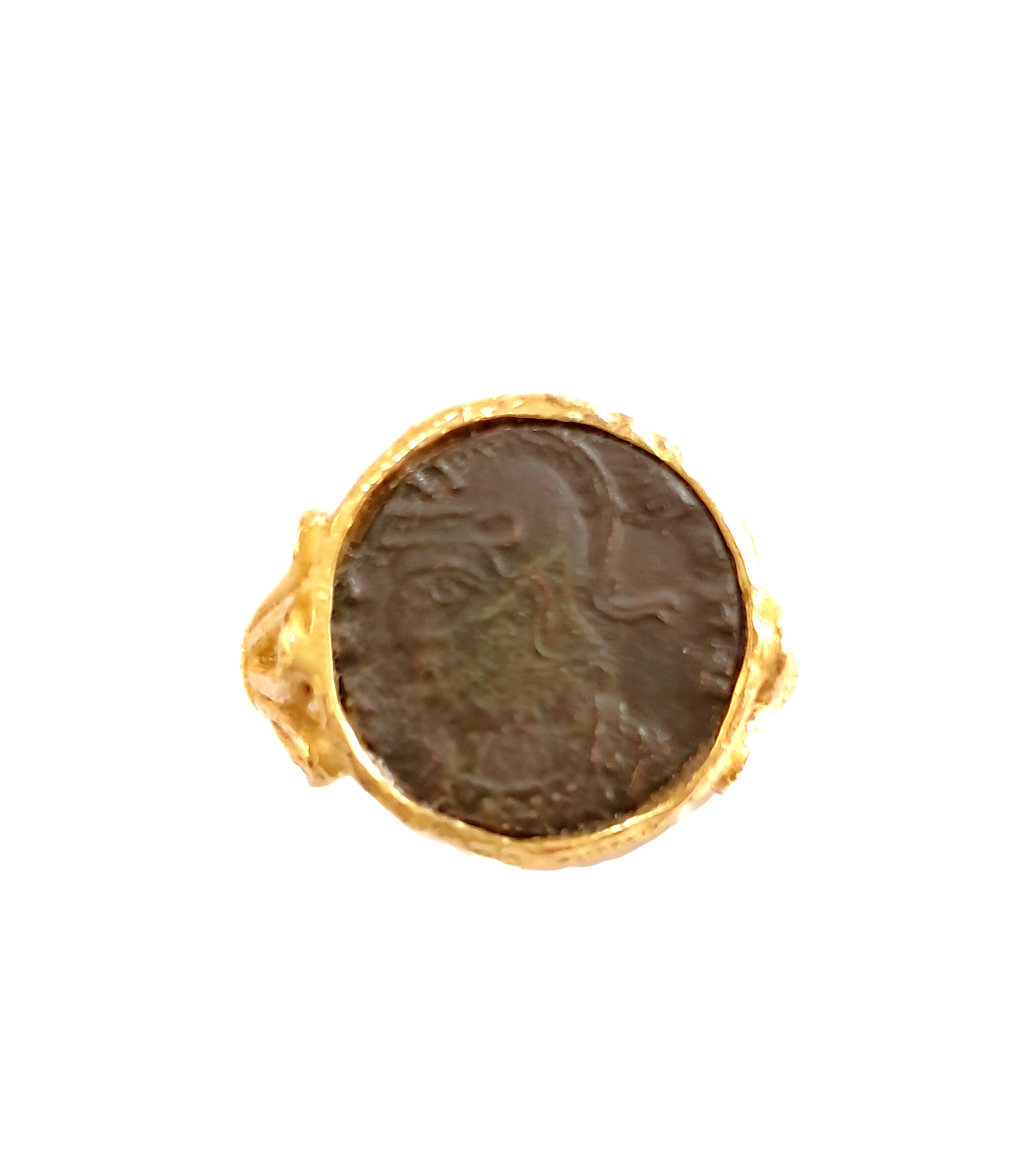 Anello in oro con moneta romana Collezione Roma