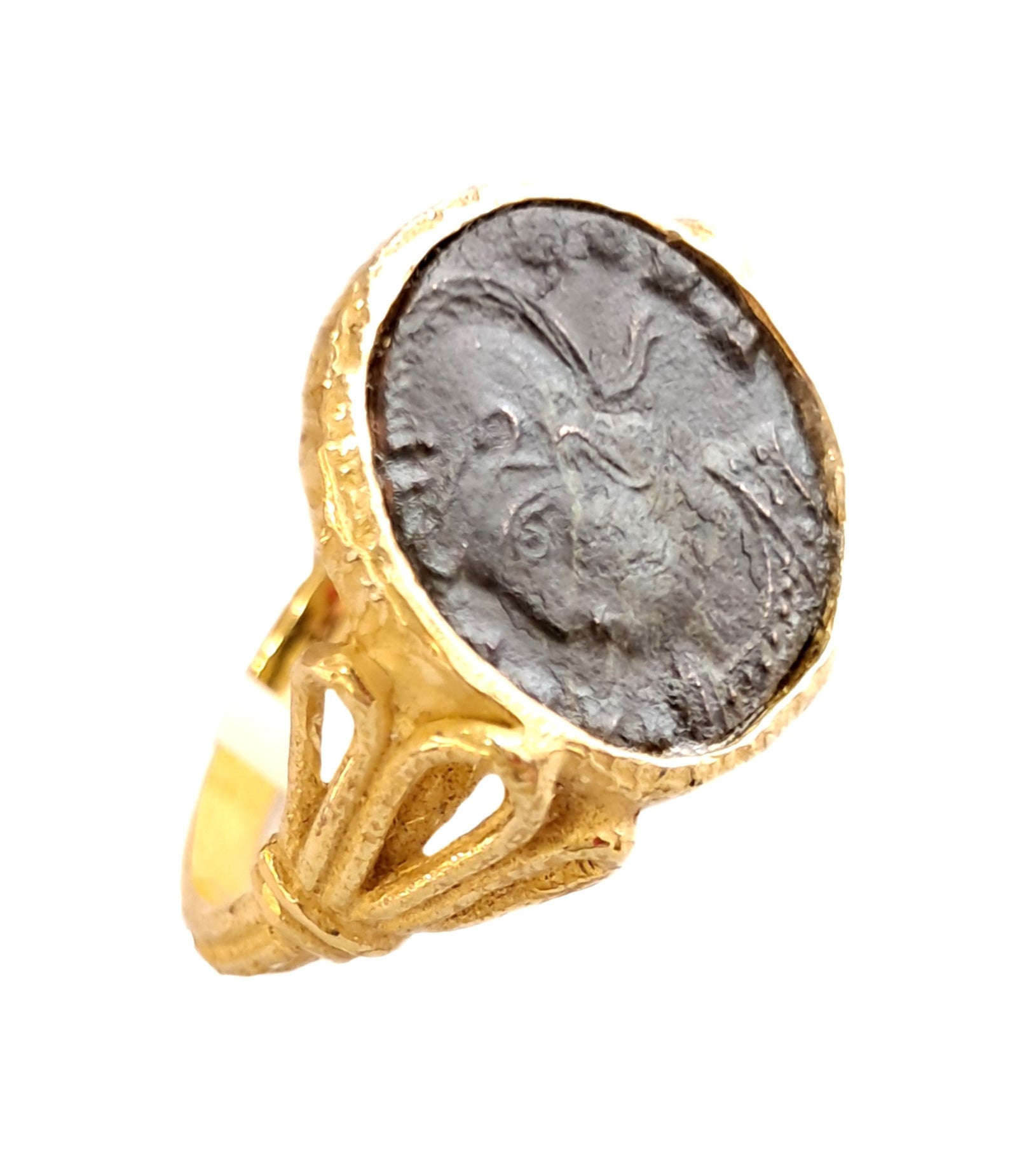 Anello in oro con moneta romana Collezione Roma