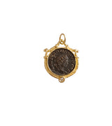 Ciondolo in oro con diamante moneta romana Collezione Roma