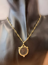 Ciondolo in oro con diamante moneta romana Collezione Roma
