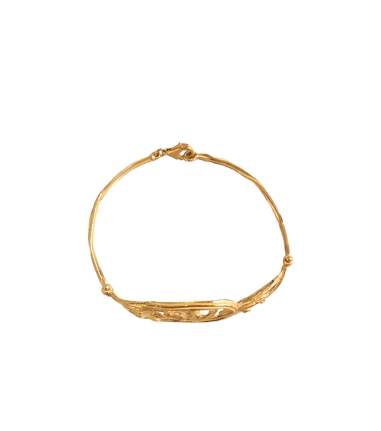 Semi-rigid gold bracelet with diamonds Waves Collection