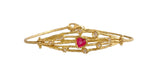 Bracciale in oro giallo 18 kt con diamanti e rubino a Cuore