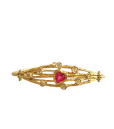 Bracciale in oro giallo 18 kt con diamanti e rubino a Cuore