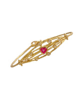 Bracciale in oro giallo 18 kt con diamanti e rubino a Cuore