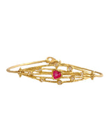 Bracciale in oro giallo 18 kt con diamanti e rubino a Cuore