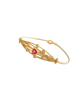 Bracciale in oro giallo 18 kt con diamanti e rubino a Cuore