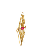 Bracciale in oro giallo 18 kt con diamanti e rubino a Cuore