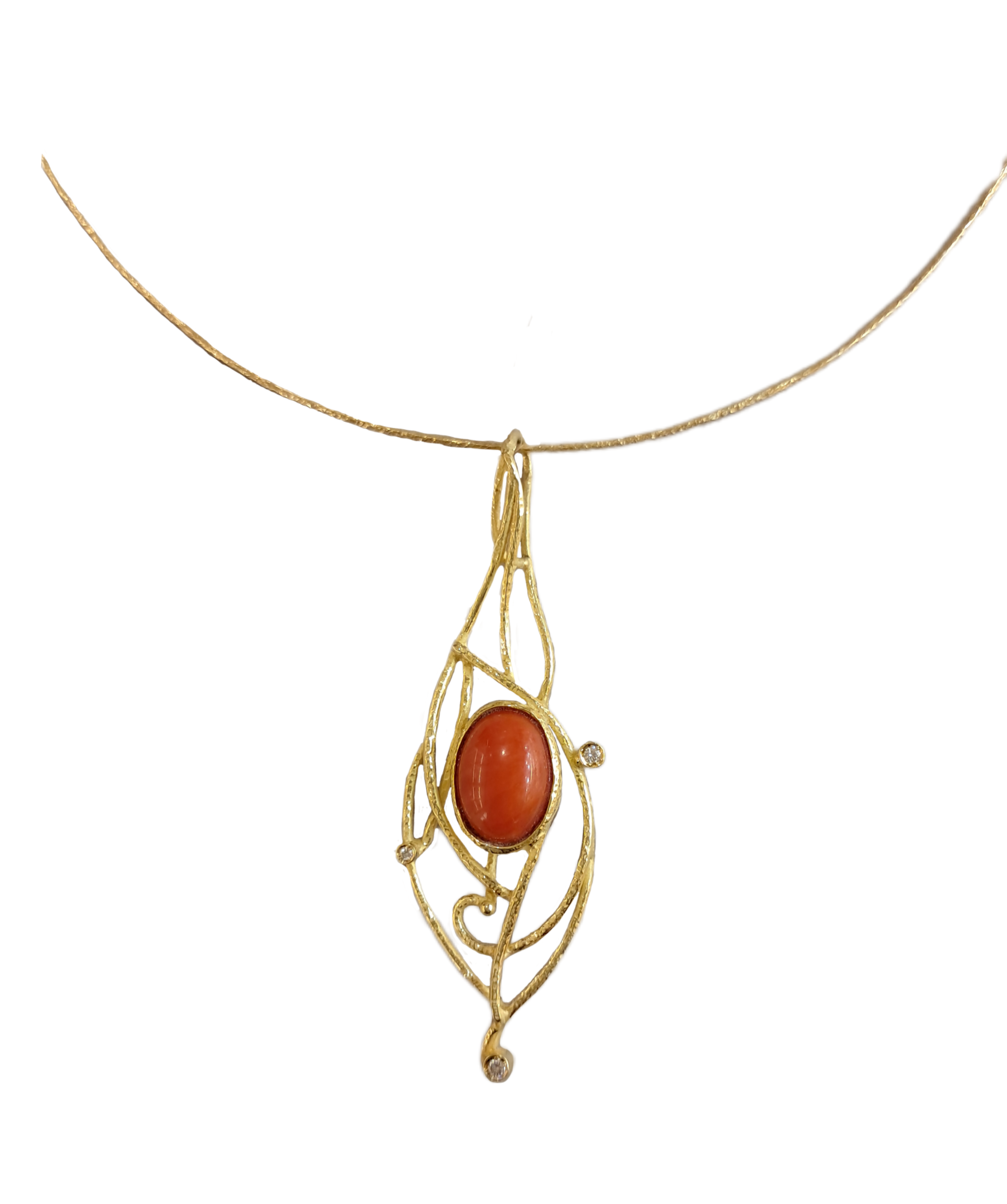 Ciondolo in oro corallo rosso con diamanti Collezione Klimt
