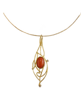 Ciondolo in oro corallo rosso con diamanti Collezione Klimt