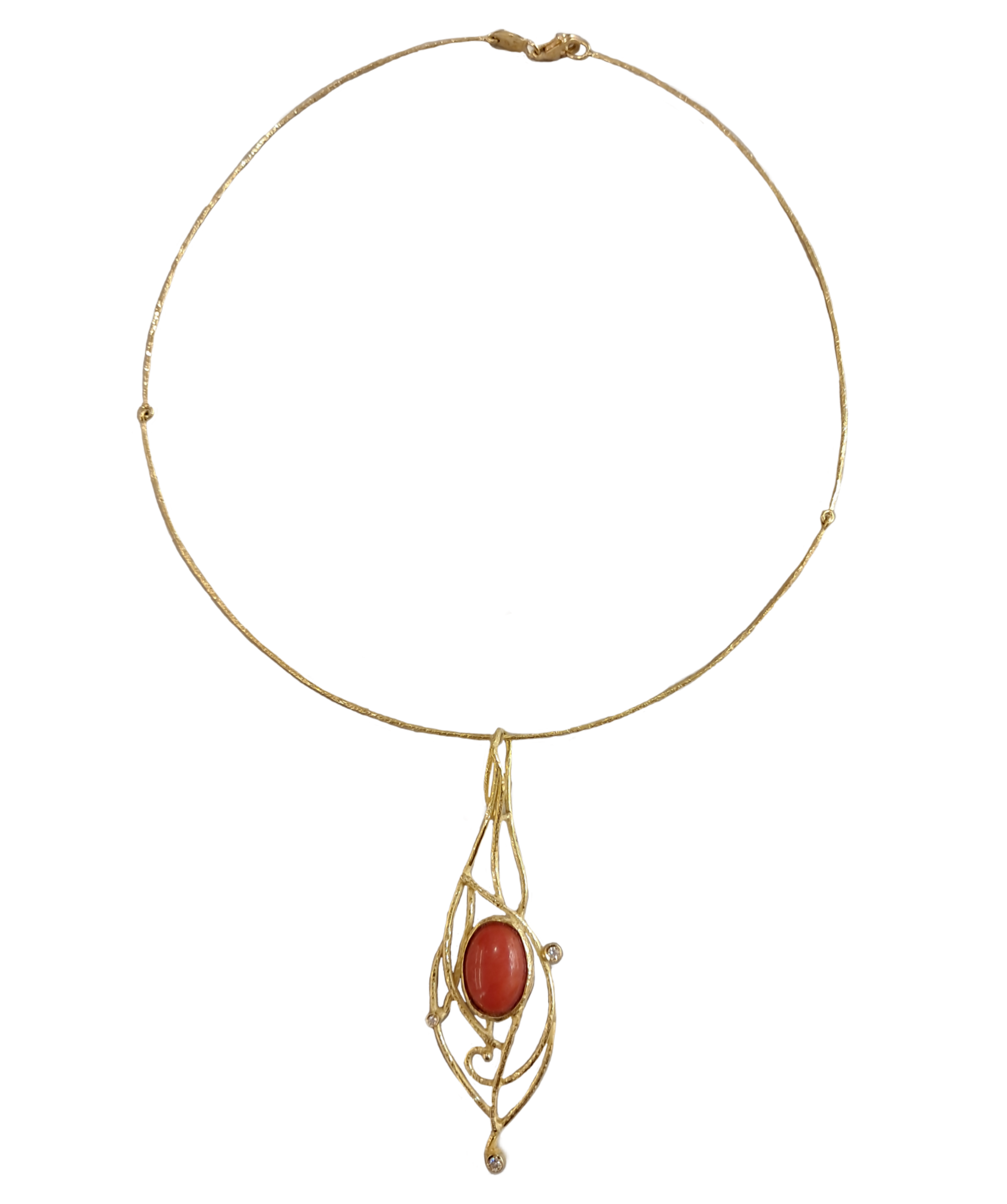 Ciondolo in oro corallo rosso con diamanti Collezione Klimt