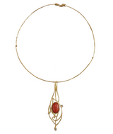 Ciondolo in oro corallo rosso con diamanti Collezione Klimt