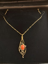 Ciondolo in oro corallo rosso con diamanti Collezione Klimt