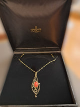 Ciondolo in oro corallo rosso con diamanti Collezione Klimt