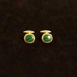 Gemelli in oro giallo con malachite
