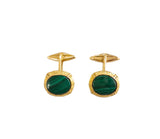 Gemelli in oro giallo con malachite
