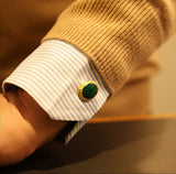 Gemelli in oro giallo con malachite