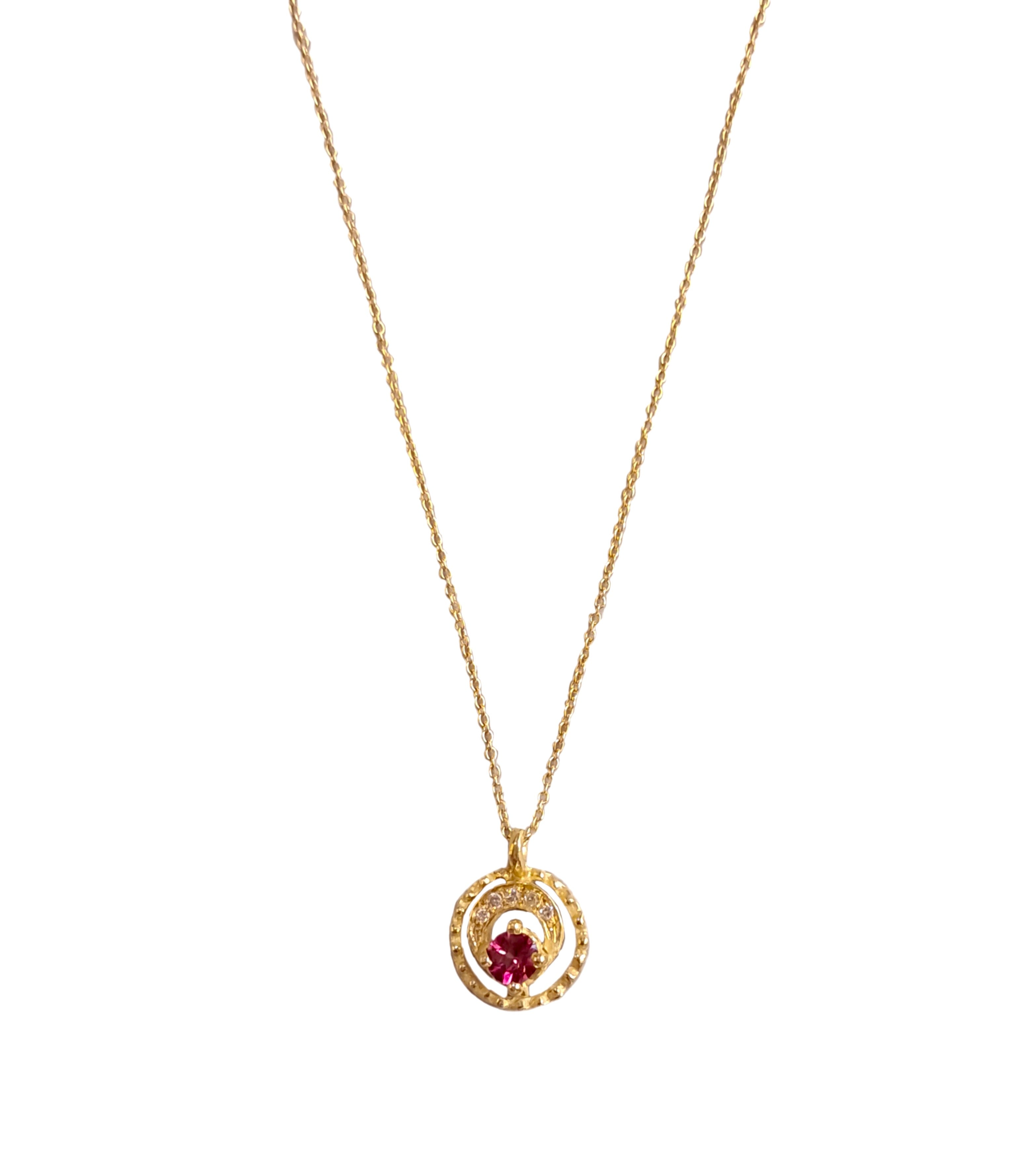 Girocollo in oro con rubellite diamanti Collezione Luna
