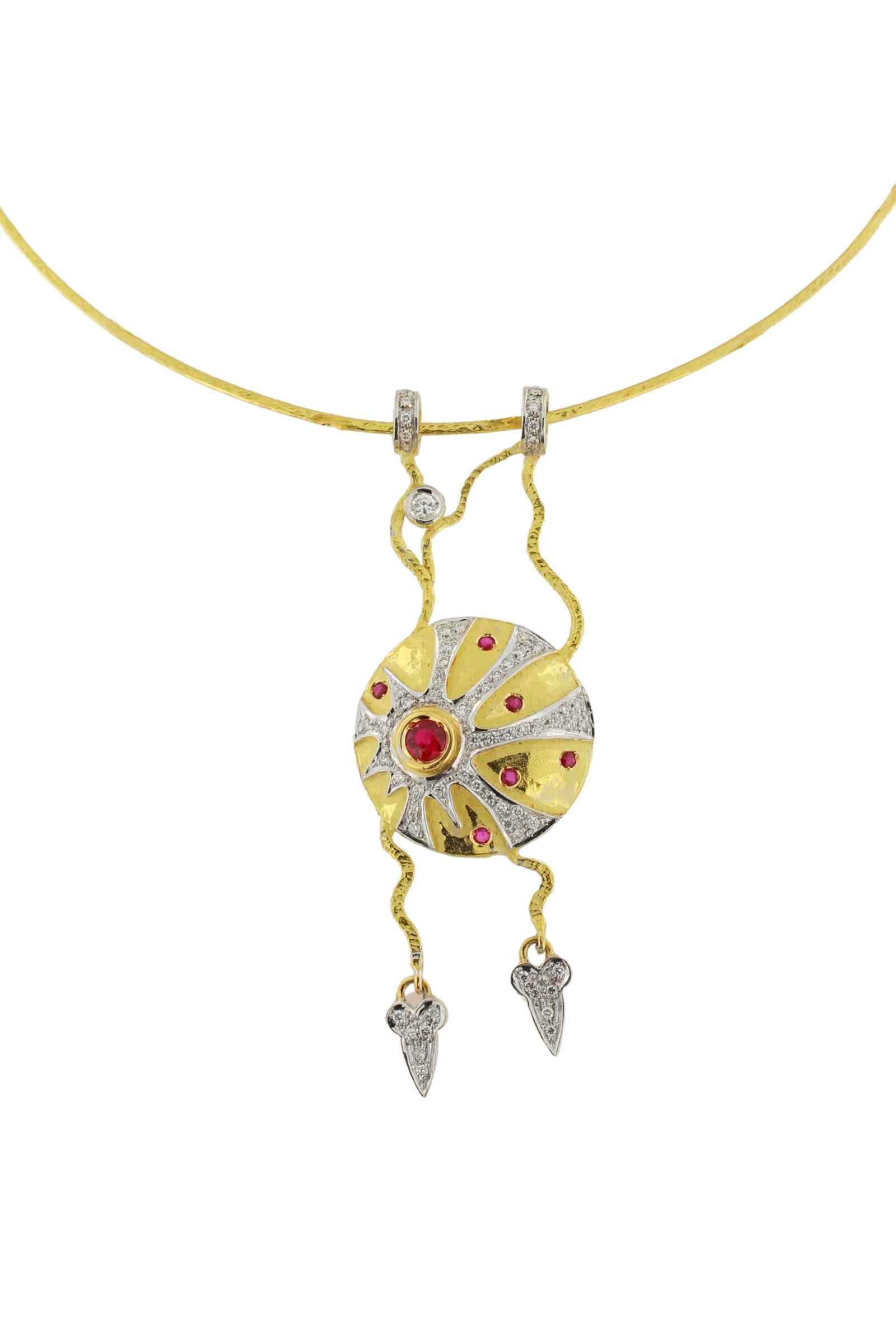 Collana Rigida in Oro Giallo con  Rubini e Diamanti Collezione Maya