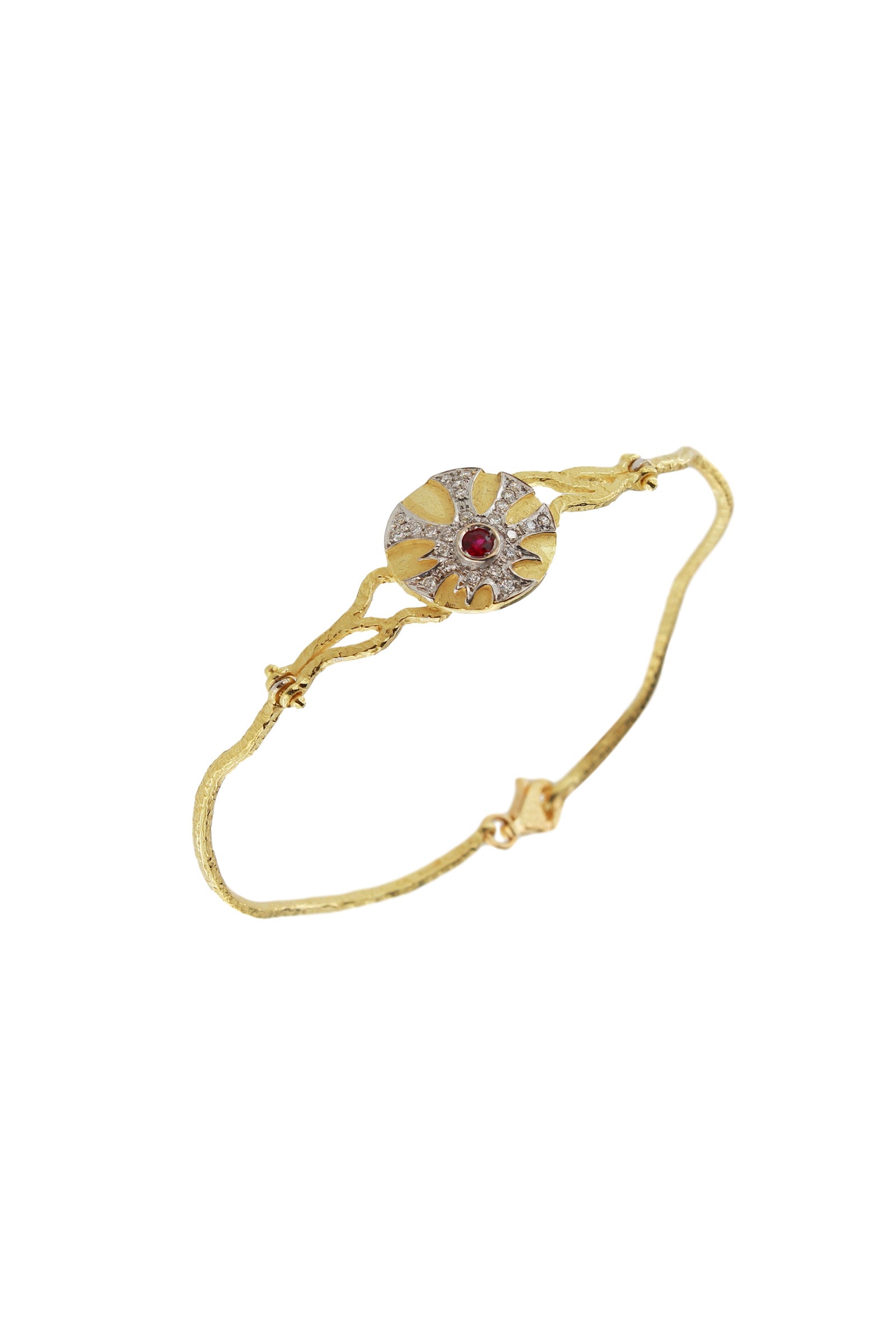 Bracciale in Oro Gallo con Rubino e Diamanti Collezione  Maya