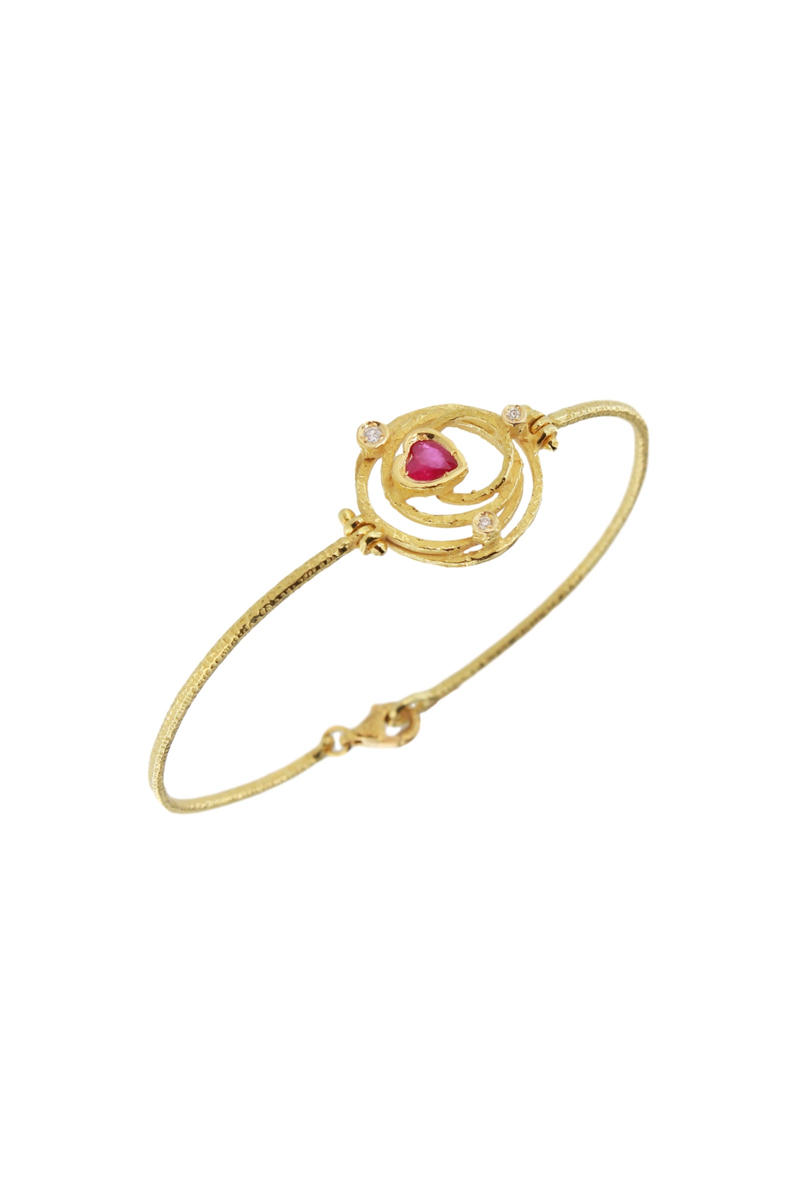 Bracciale in Oro Rubino a Cuore e Diamanti piccolo Collezione Universo