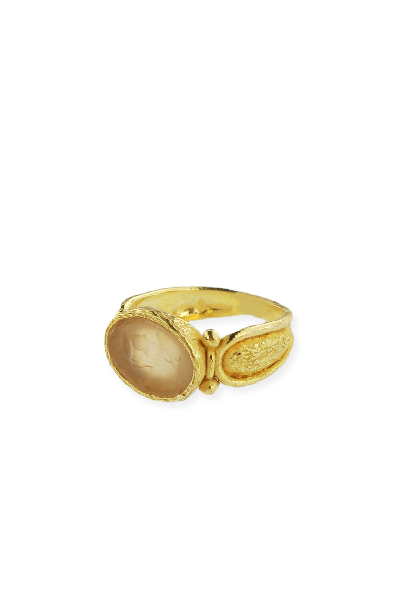 Anello Sigillo in Oro Giallo Corniola Incisa Collezione Roma