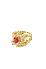 Gold ring with ruby and diamonds Magma Collection