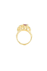 Yellow gold ring with diamonds and Ruby Magma collection