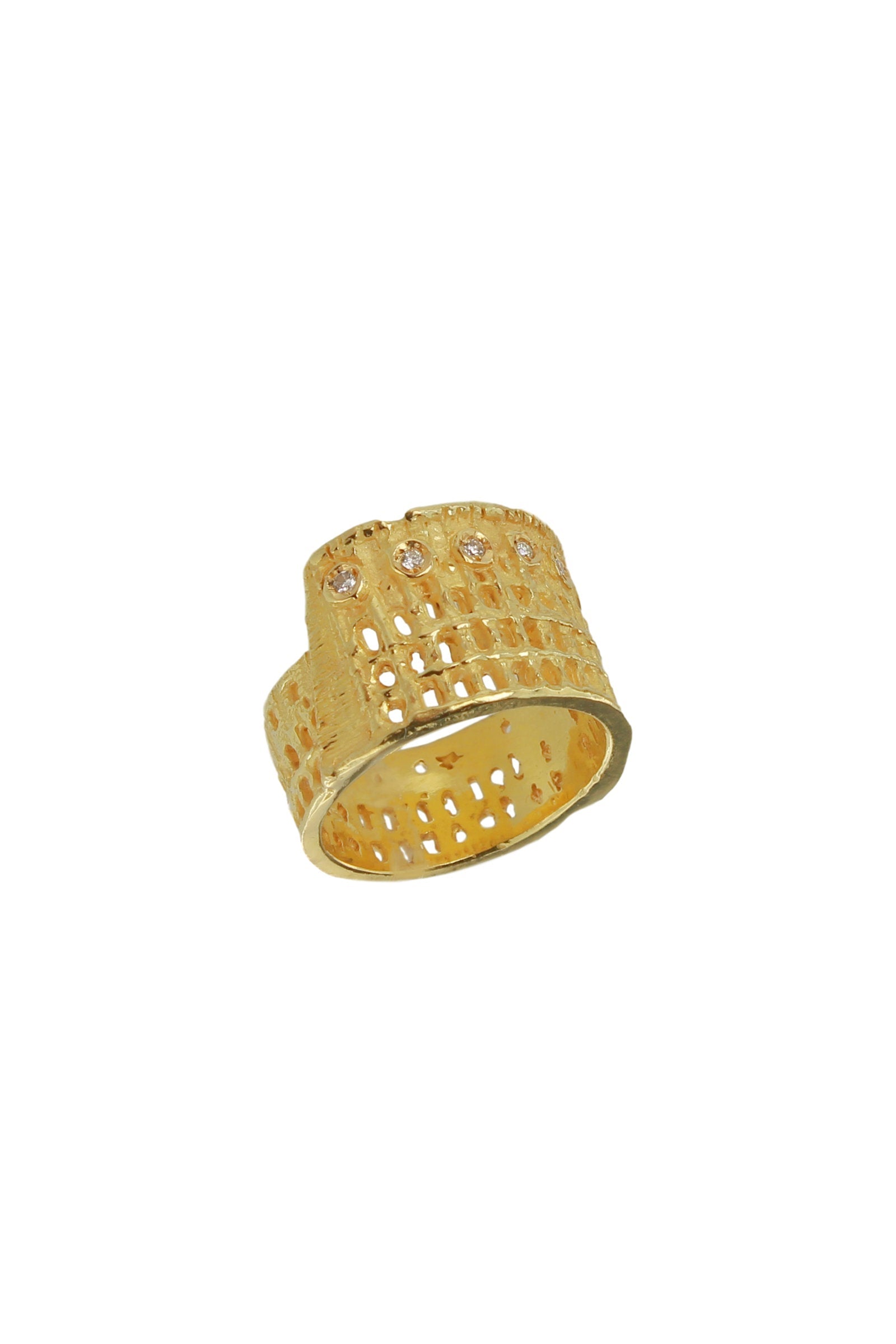 Anello Oro Giallo Colosseo con Diamanti Collezione Roma