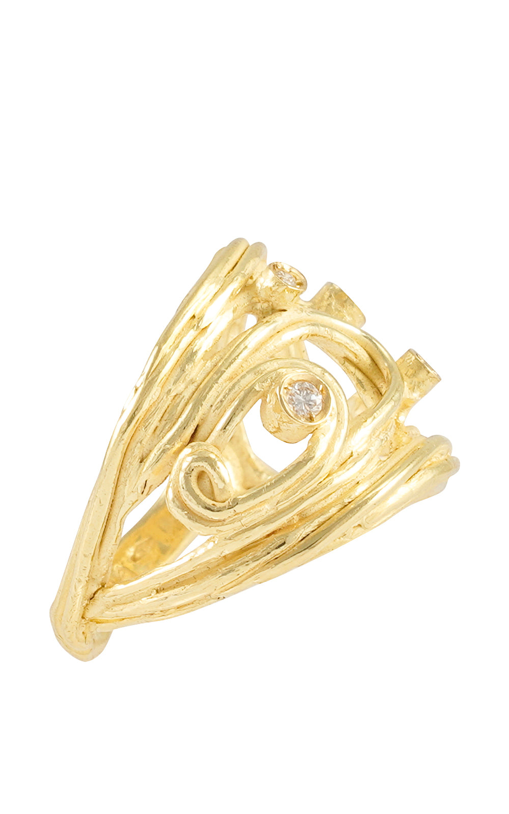 Anello in oro giallo con diamanti collezione Waves