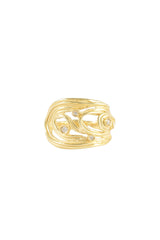 Yellow gold ring with diamonds Waves collection