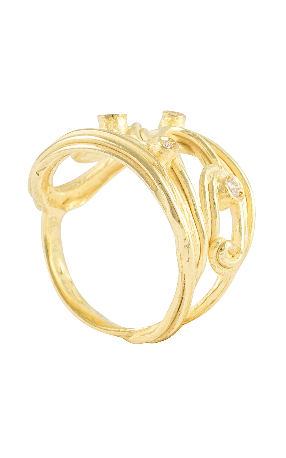 Anello in oro giallo con diamanti collezione Waves