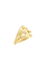 Yellow gold ring with diamonds Waves collection