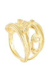 Anello in oro giallo con diamanti collezione Waves