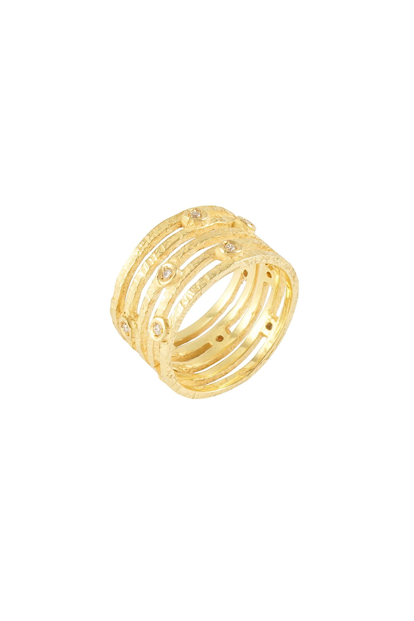 Yellow Gold Band Ring with Diamonds Collect Love and Engagement