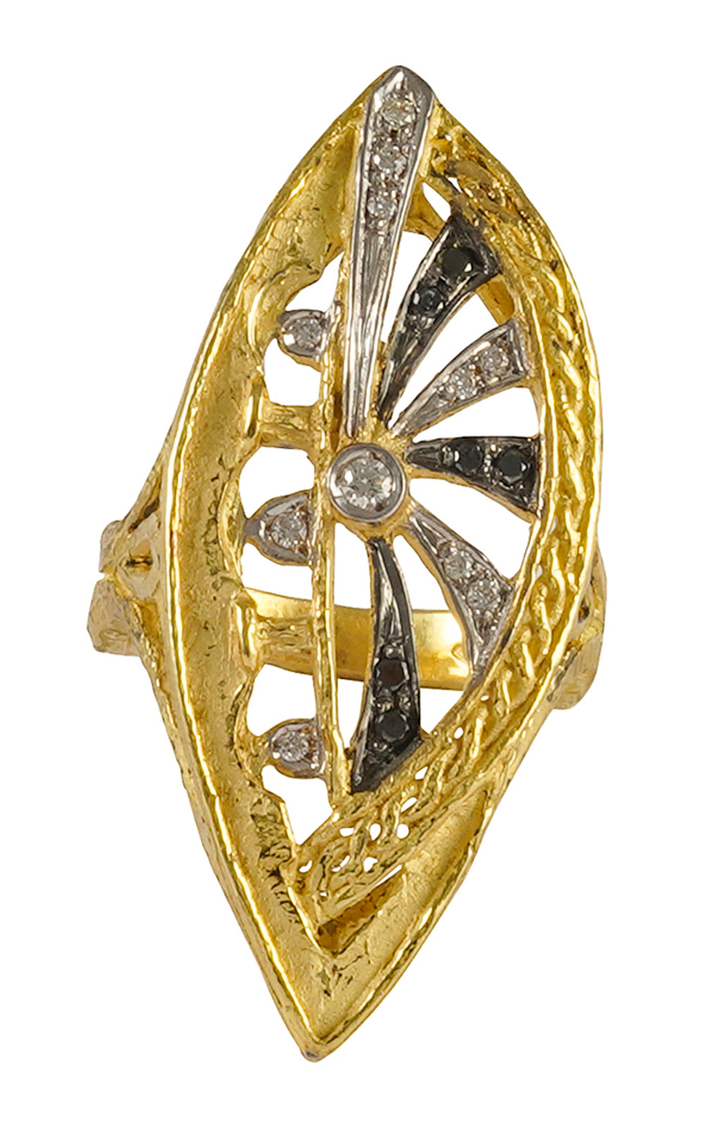 Anello in oro giallo bianco e bianco e  rodiato nero collezione domus