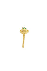 Gold ring with diamonds and emerald Luna collection