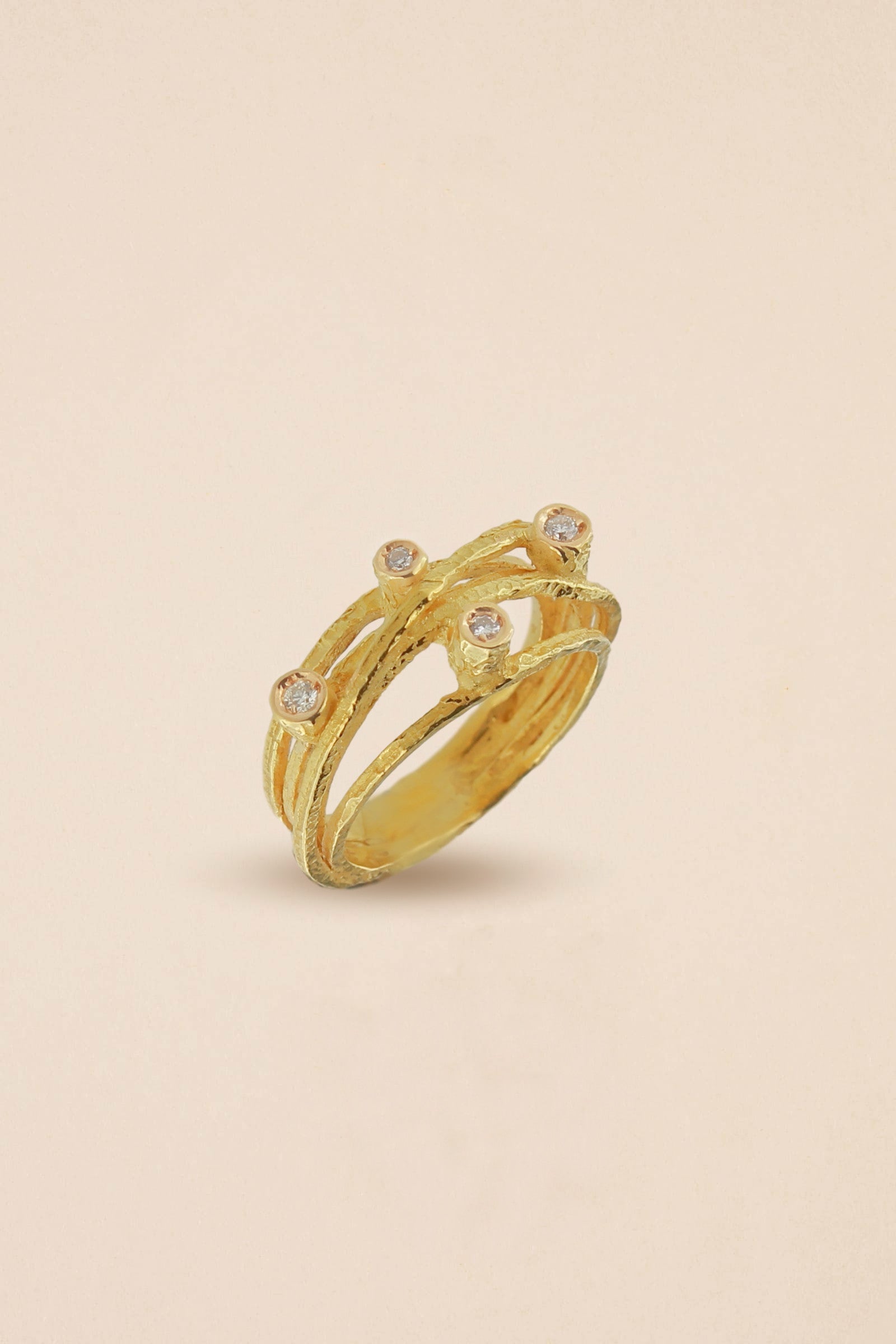 Anello in Oro Giallo a Fascia Piccolo Diamanti Collezione Universo