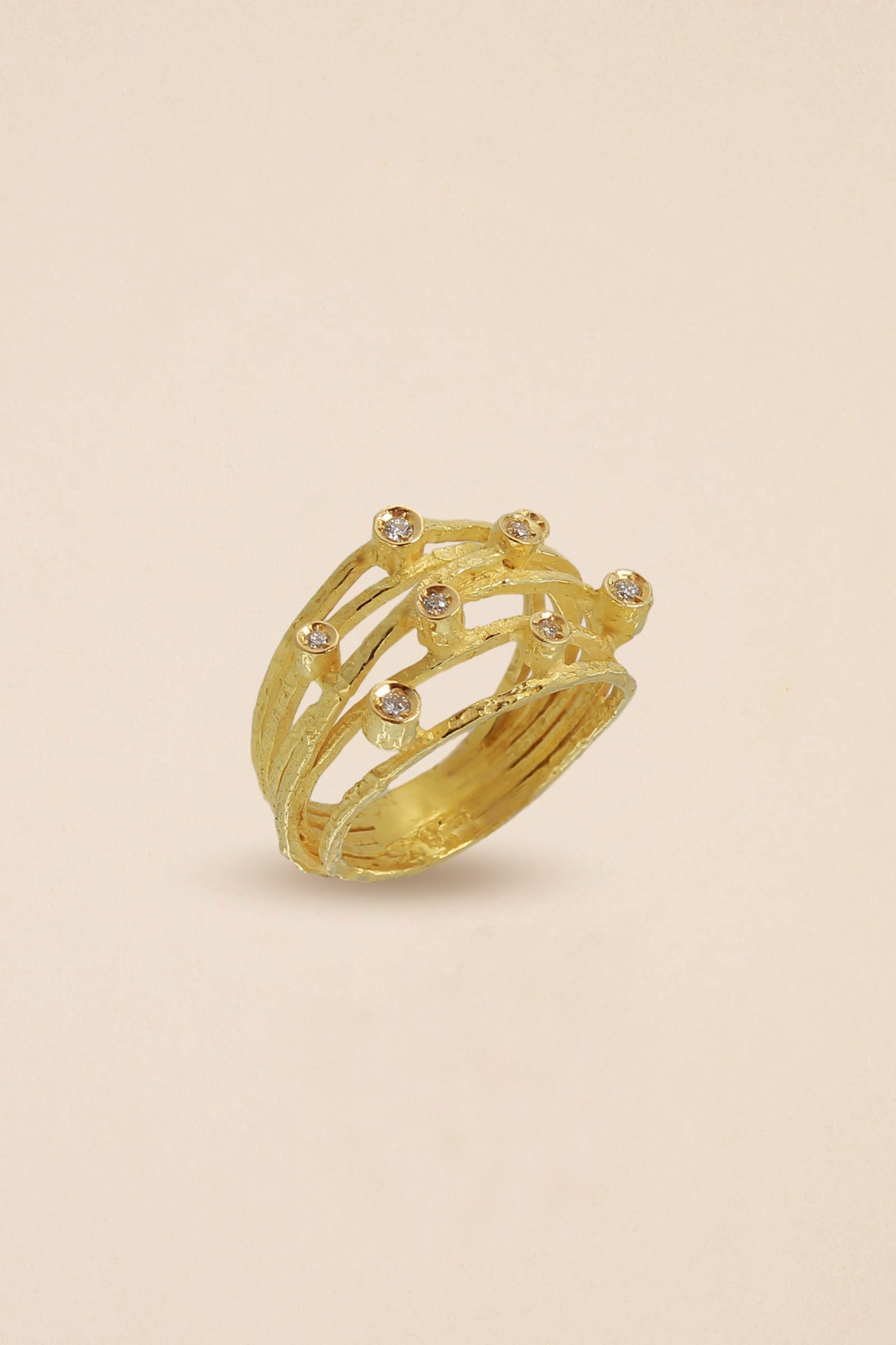 Anello in Oro Giallo a Fascia Grande Diamanti Collezione Universo