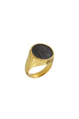 Anello in Oro Giallo a Sigillo Moneta Romana Collezione  Roma