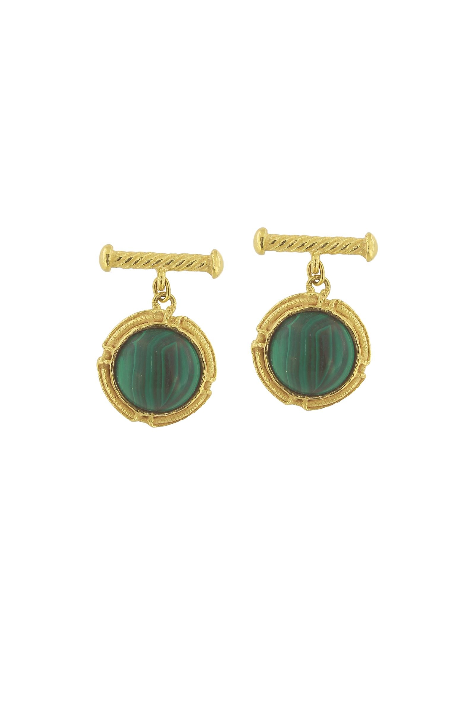 Gemelli in Oro Giallo Malachite