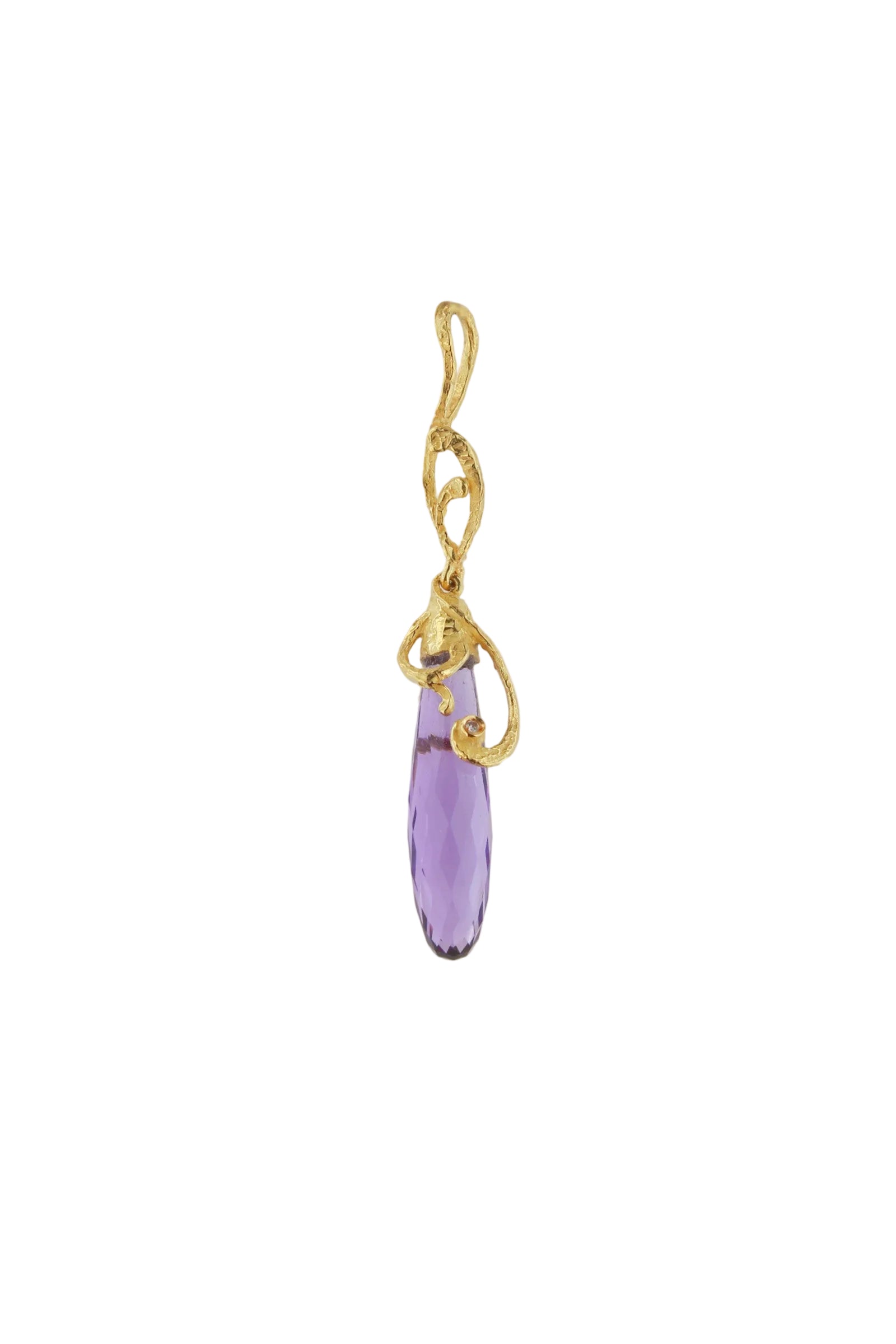 Ciondolo in oro con ametista viola e diamante Collezione Primavera