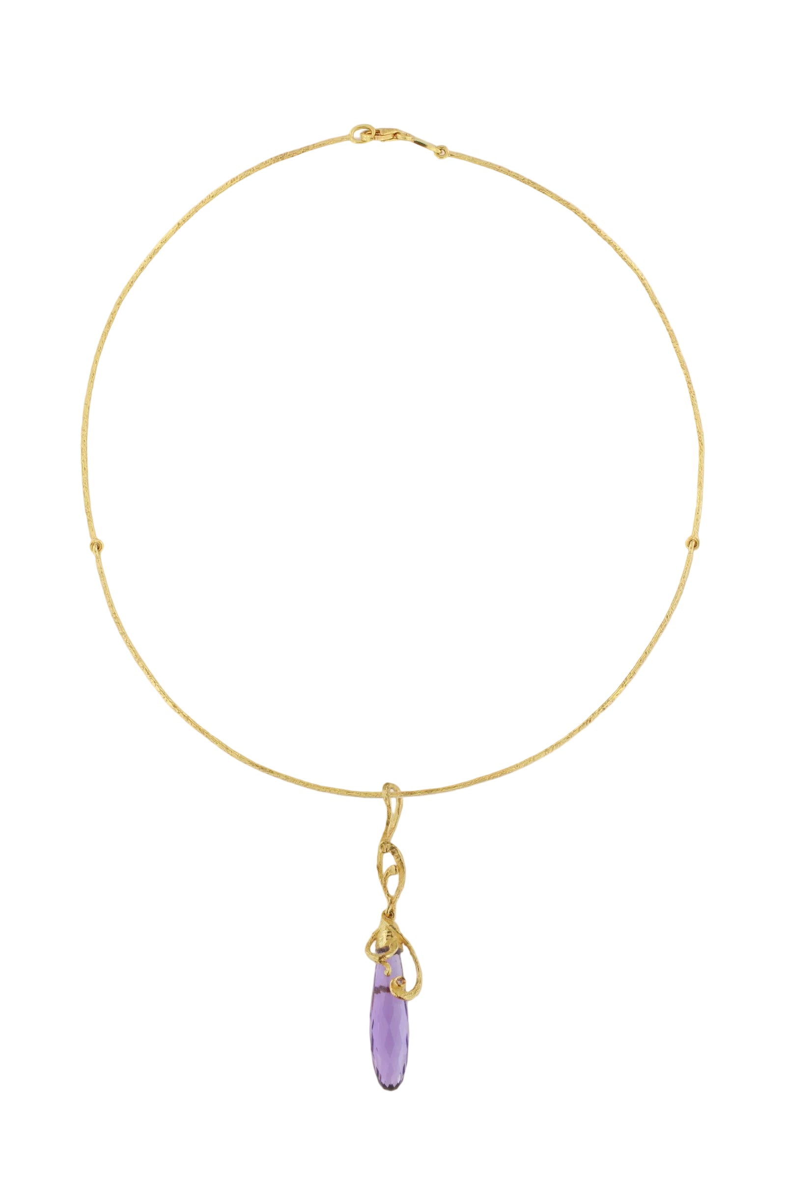 Ciondolo in oro con ametista viola e diamante Collezione Primavera
