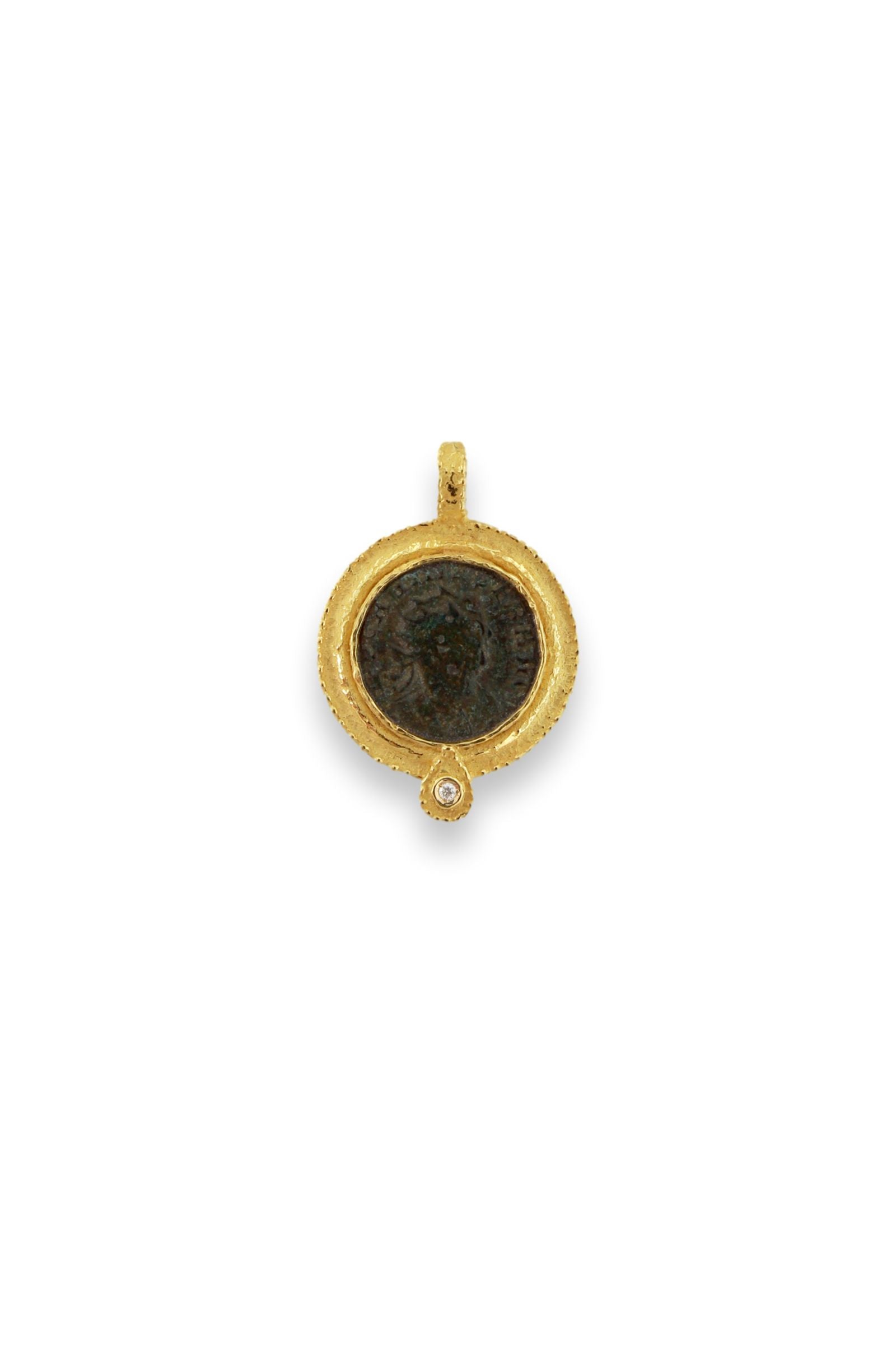 Ciondolo in Oro Giallo  Moneta Romana e Diamante Collezione Roma