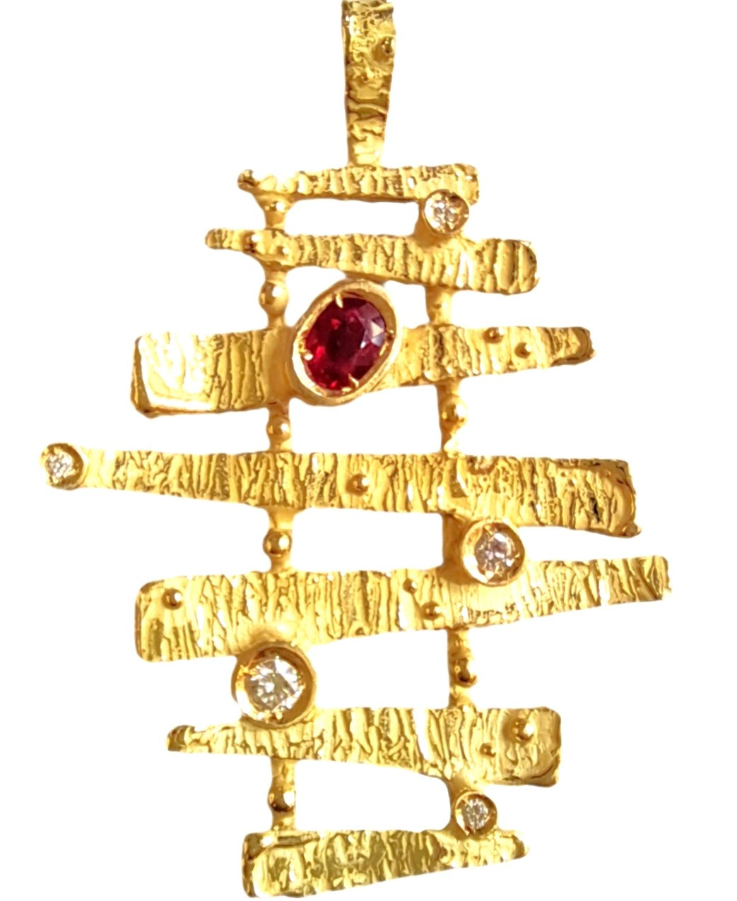 Ciondolo oro rubino e diamanti  Collezione Steps